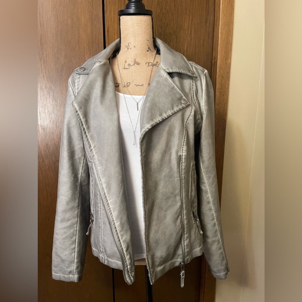 Max Studio Asymmetric Faux Leather Jacket Large